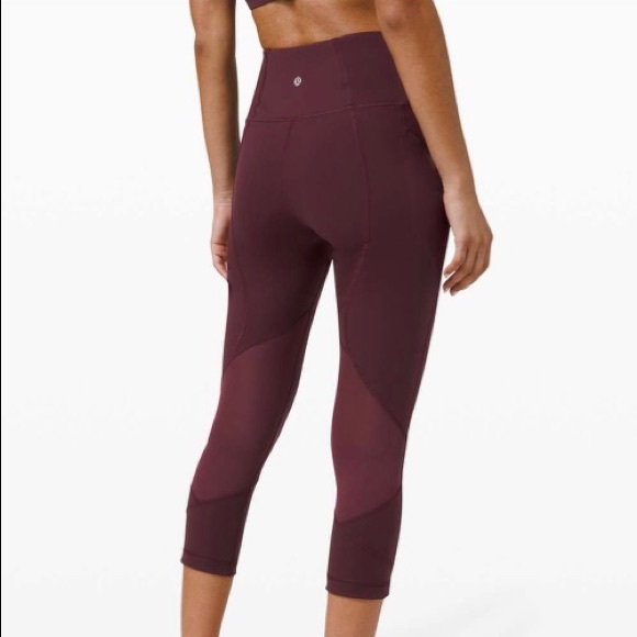 Lululemon High Rise Pace Rival Crop 22” in Burgundy - Picture 3 of 3